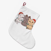 Grande Chaussette De Noël Chat Noël Animaux Cute Chats Vacances (Devant (Accrochage))