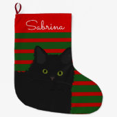 Grande Chaussette De Noël Chat noir personnalisé (Devant)