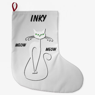 Grande Chaussette De Noël Chat noir Slinky Miaou Miaou Yeux verts Ajouter un