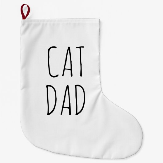 Grande Chaussette De Noël "Chat Papa" Simple Farmhouse moderne (Devant)