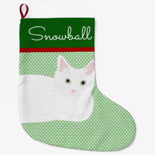 Grande Chaussette De Noël Chat Shorthair blanc personnalisé