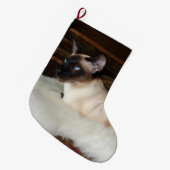 Grande Chaussette De Noël Chat siamois élégant (Devant (Accrochage))