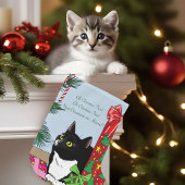 Grande Chaussette De Noël Chat Tuxedo Noir et Blanc Drôle sur l'Arbre de Noë
