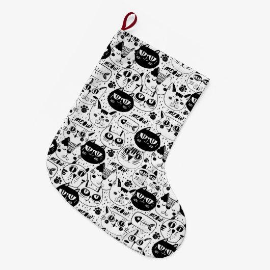 Grande Chaussette De Noël Chats (Devant (Accrochage))