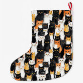 Grande Chaussette De Noël Chats blancs oranges noirs (Dos)