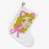 Grande Chaussette De Noël chatte rose (Devant (Accrochage))
