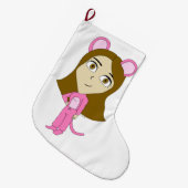 Grande Chaussette De Noël chatte rose (Devant (Accrochage))