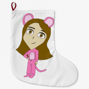 Grande Chaussette De Noël chatte rose