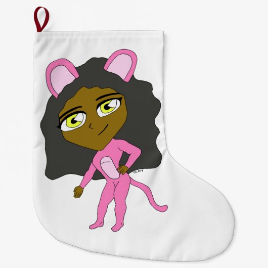 Grande Chaussette De Noël chatte rose (Devant)