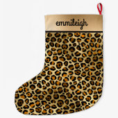 Grande Chaussette De Noël Cheetah Léopard Noir Noël (Dos)