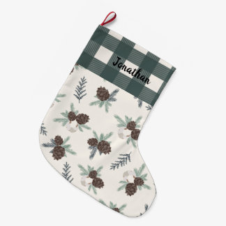 Grande Chaussette De Noël Chèque En vichy nom Hunter Green Cute