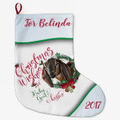 Grande Chaussette De Noël CHÈQUE | voeux de Noël Bébé Chèvre Baisers Nubian  (Devant)