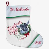 Grande Chaussette De Noël CHÈQUE | voeux de Noël Bébé Chèvre Baisers Pygmée (Devant)