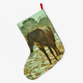 Grande Chaussette De Noël Cheval dans la neige (Dos (Accrochage))