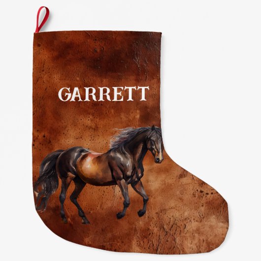 Grande Chaussette De Noël Cheval occidental Brown (Devant)