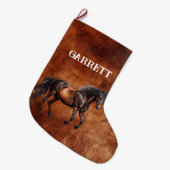 Grande Chaussette De Noël Cheval occidental Brown (Devant (Accrochage))