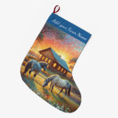 Grande Chaussette De Noël Chevaux à la ferme (Devant (Accrochage))
