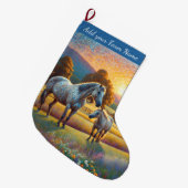 Grande Chaussette De Noël Chevaux à la ferme (Devant (Accrochage))