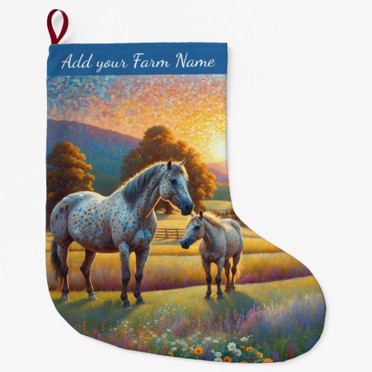 Grande Chaussette De Noël Chevaux à la ferme (Devant)