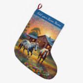 Grande Chaussette De Noël Chevaux à la ferme (Devant (Accrochage))