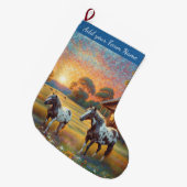 Grande Chaussette De Noël Chevaux à la ferme (Devant (Accrochage))