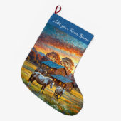 Grande Chaussette De Noël Chevaux à la ferme (Devant (Accrochage))