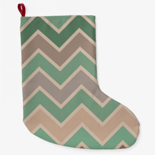 Grande Chaussette De Noël Chevron rose vert Peach