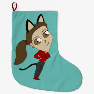 Grande Chaussette De Noël chibi catgirl