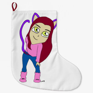 Grande Chaussette De Noël chibi catgirl