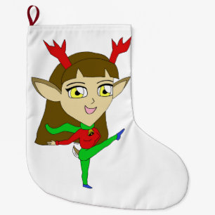 Grande Chaussette De Noël chibi danser la fille de rennes