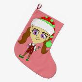 Grande Chaussette De Noël chibi elf (Devant (Accrochage))