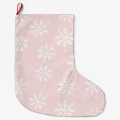 Grande Chaussette De Noël Chic Blush Pink White Snowflakes (Devant)