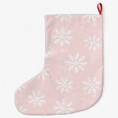 Grande Chaussette De Noël Chic Blush Pink White Snowflakes (Dos)
