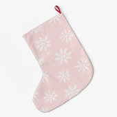 Grande Chaussette De Noël Chic Blush Pink White Snowflakes (Dos (Accrochage))