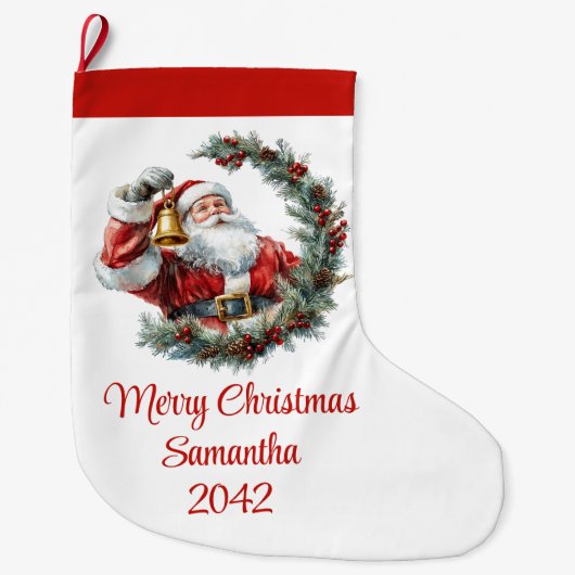 Grande Chaussette De Noël Chic Classic Santa Claus Trendy Editable Christmas (Devant)