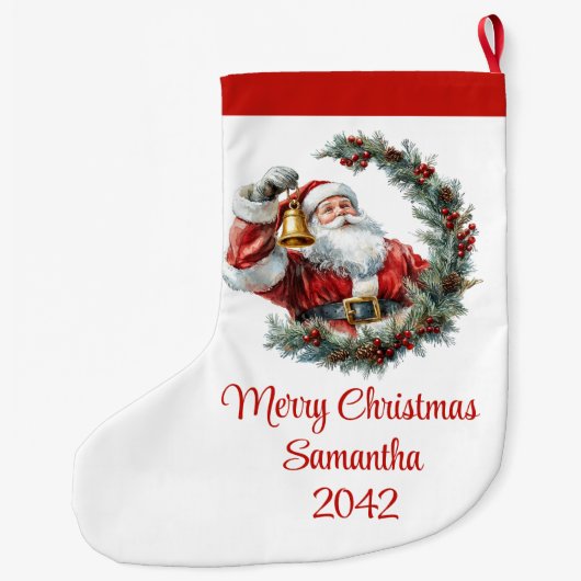 Grande Chaussette De Noël Chic Classic Santa Claus Trendy Editable Christmas (Dos)