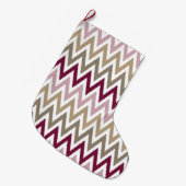 Grande Chaussette De Noël Chic Pink Gold Chevron (Devant (Accrochage))