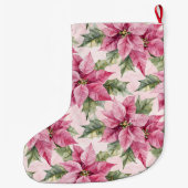Grande Chaussette De Noël Chic rose Poinsettia Fleurs Noël (Dos)