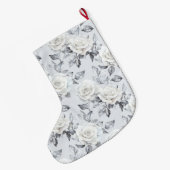 Grande Chaussette De Noël Chic Silver Roses Blanches Fleur Noël (Dos (Accrochage))
