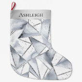 Grande Chaussette De Noël Chic Silver White Triangles Sparkel Noël (Devant)