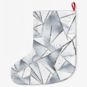 Grande Chaussette De Noël Chic Silver White Triangles Sparkel Noël (Dos)