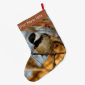 Grande Chaussette De Noël Chickadee Songbird, Joli Espérant (Dos (Accrochage))
