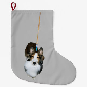 Grande Chaussette De Noël Chien à la broche