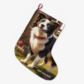Grande Chaussette De Noël Chien Border Collie (Devant (Accrochage))