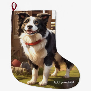 Grande Chaussette De Noël Chien Border Collie