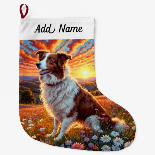 Grande Chaussette De Noël Chien Border Collie (Devant)