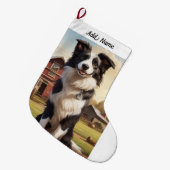 Grande Chaussette De Noël Chien Border Collie (Devant (Accrochage))