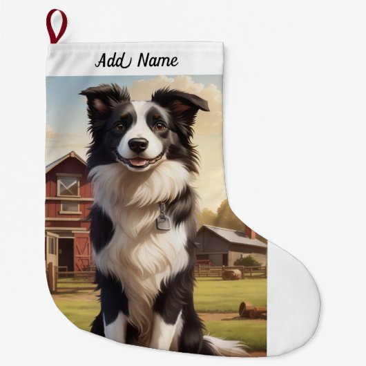 Grande Chaussette De Noël Chien Border Collie (Devant)
