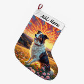 Grande Chaussette De Noël Chien Border Collie (Devant (Accrochage))