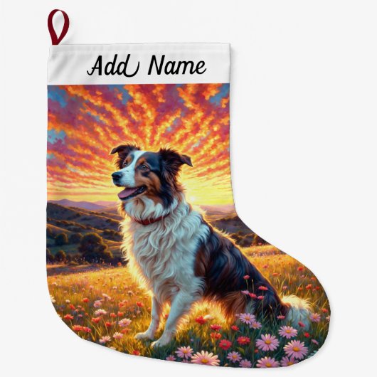 Grande Chaussette De Noël Chien Border Collie (Devant)